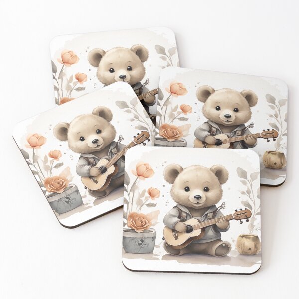Item preview, Cute Teddy Bear Playing Guitar designed and sold by Pawsandco.