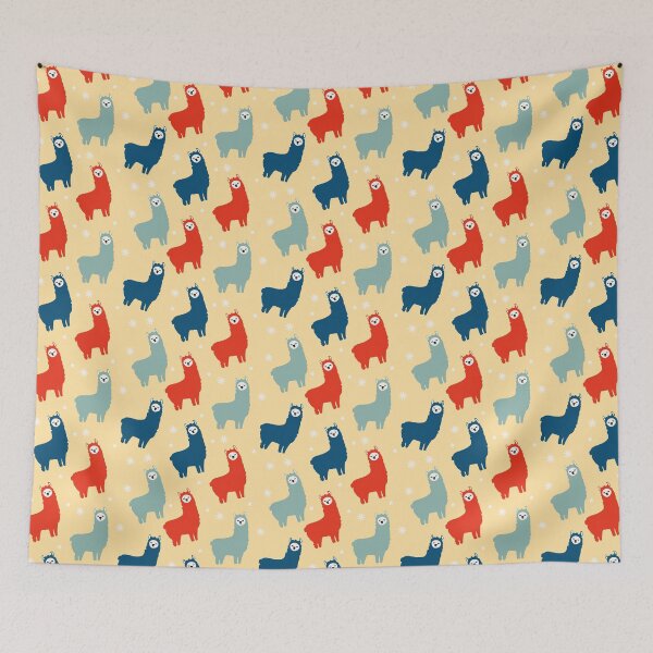 Item preview, Blue and Orange Fluffy Llamas designed and sold by dottiedigitals.
