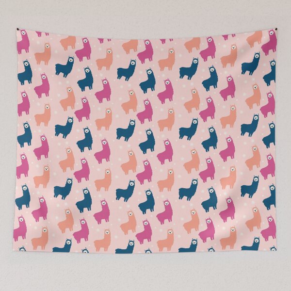 Item preview, Pink and Orange Fluffy Llamas designed and sold by dottiedigitals.