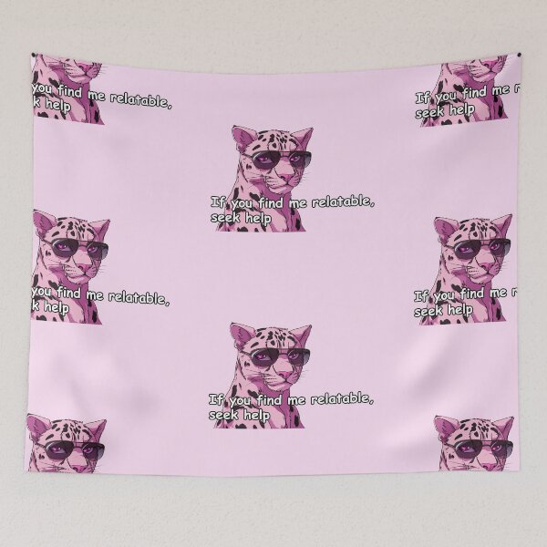 Item preview, Pink jaguar with sunglasses meme quote  designed and sold by pinkuardesign.