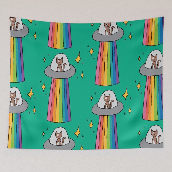 Item preview, Alien Kitty Rainbow UFO designed and sold by Bailey Collins.