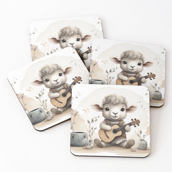 Artikelvorschau, Entzückendes Baby-Schaf, das Gitarre spielt entworfen und verkauft von Pawsandco.