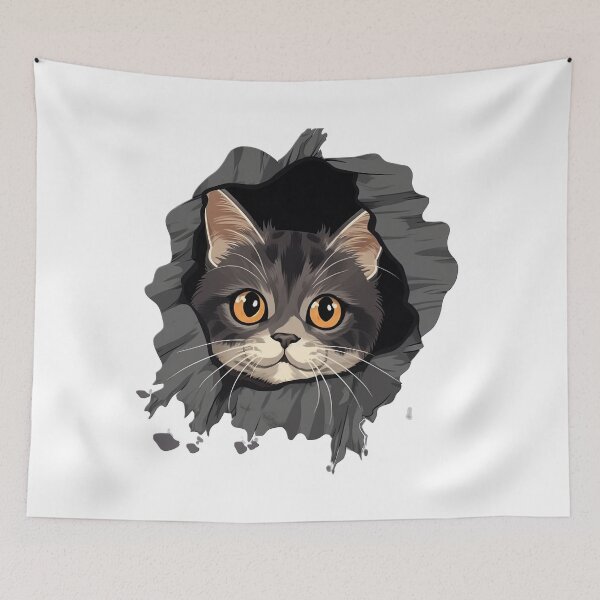 Item preview, Cute kitten-Cat look from torn fabric Hole Cloth Cat Lover Owner designed and sold by ELBERSAID.