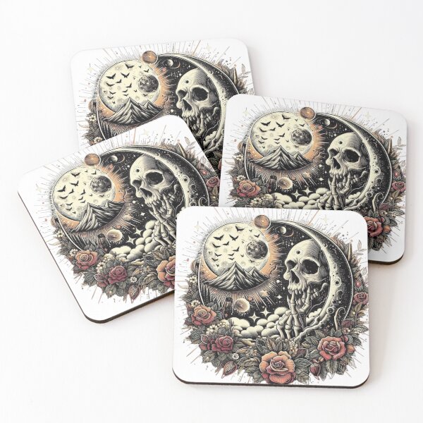 Item preview, Skull with roses and moonlight designed and sold by NNStoreFreiburg.