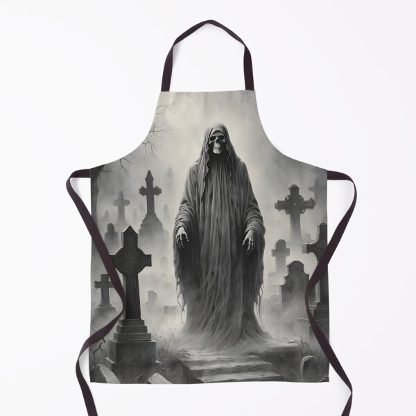Item preview, Scary Ghost Haunting a Spooky Graveyard in Black and White designed and sold by creativaimages.