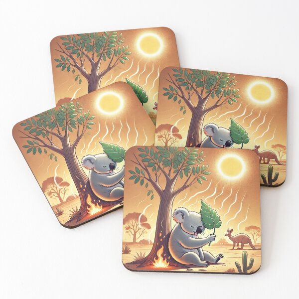 Item preview, Koala resting under tree with heat waves in hot environment designed and sold by Koalangel.