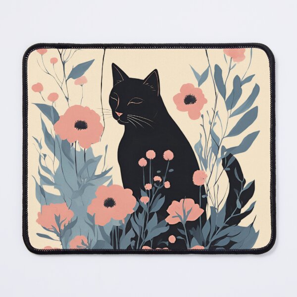 Item preview, Black cat cover with a floral autumn pattern in bright colors. designed and sold by Catophile.