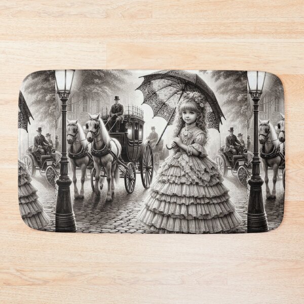 Item preview, Victorian Lady with Umbrella and Horse-Drawn Carriage designed and sold by freackly.