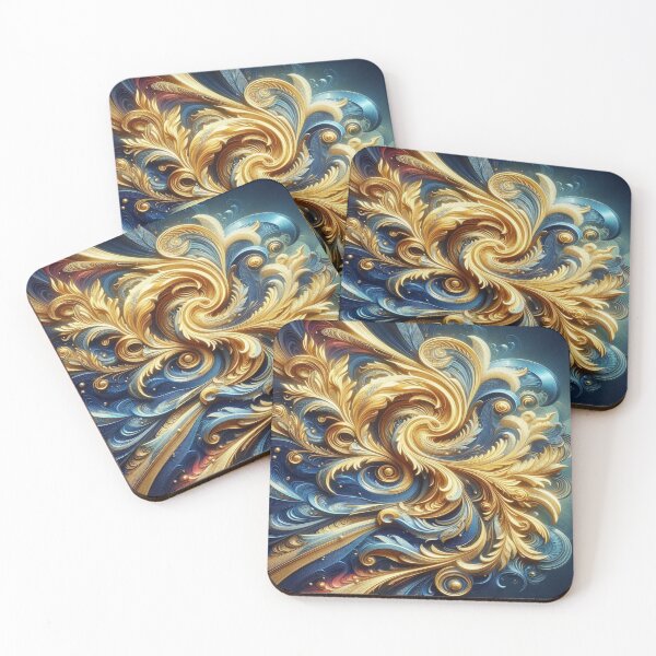 Item preview, A colourful masterpiece: golden waves in bright colours designed and sold by FotoworldEdel.