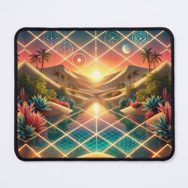 Item preview, Infinite Tiling Desert Oasis with Geometric Patterns and Sunset Reflections designed and sold by Meta2Physical.