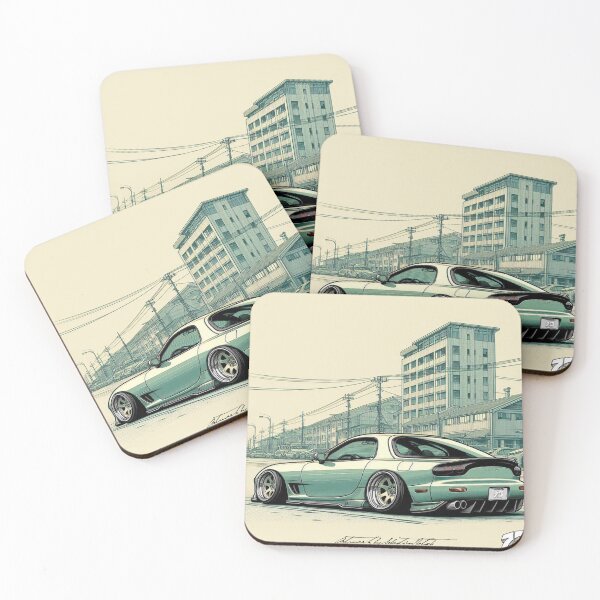 Item preview, Manga Style RX-7 FD Rotary without wing parked on a Japanese Street designed and sold by 73corners.