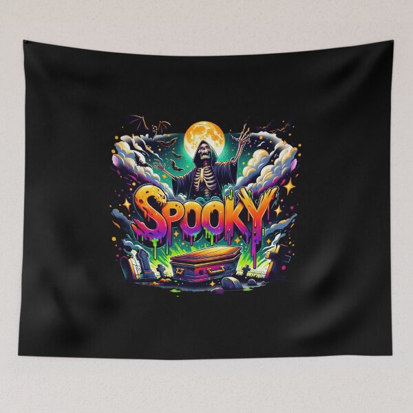 Item preview, Skeleton in the Graveyard Watercolor Art – Spooky Full Moon Halloween Design for Shirts, Mugs, Stickers & More designed and sold by artedigital99.