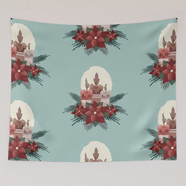 Item preview, Christmas Candle with Poinsettia tree designed and sold by KrissaEsme.