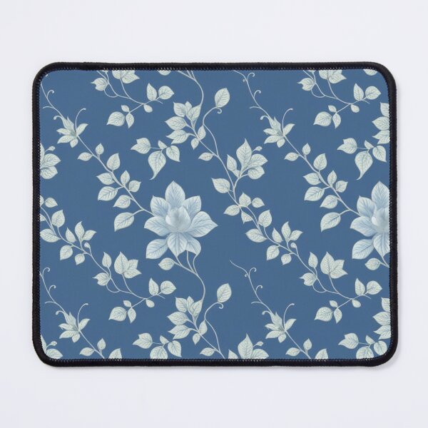 Item preview, Baby Blue Leaves And Vines On Sapphire Blue Background designed and sold by burbankdesigns.