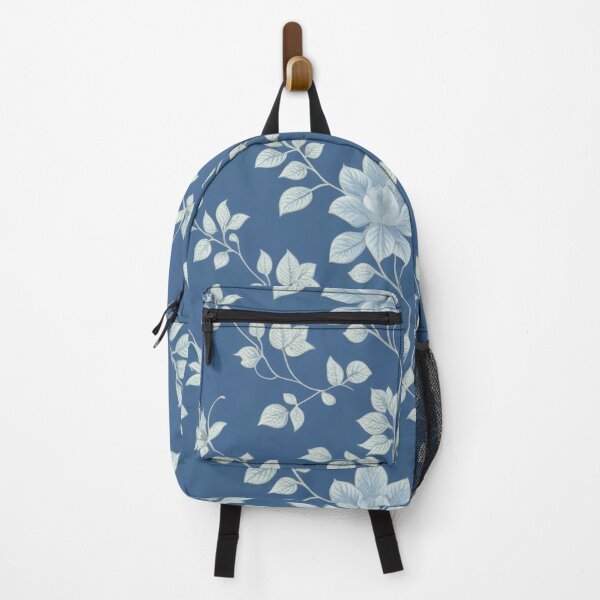 Item preview, Baby Blue Leaves And Vines On Sapphire Blue Background designed and sold by burbankdesigns.