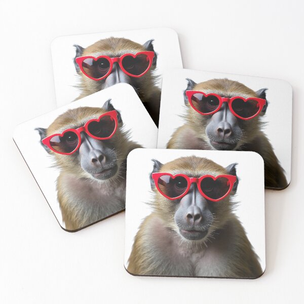 Artikelvorschau, Lustiger cooler Pavian mit herzförmiger Sonnenbrille entworfen und verkauft von LazyOwlStore.