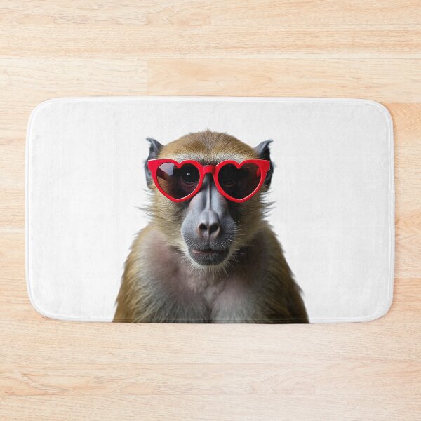 Item preview, Funny cool Baboon wearing heart shape sunglasses designed and sold by LazyOwlStore.