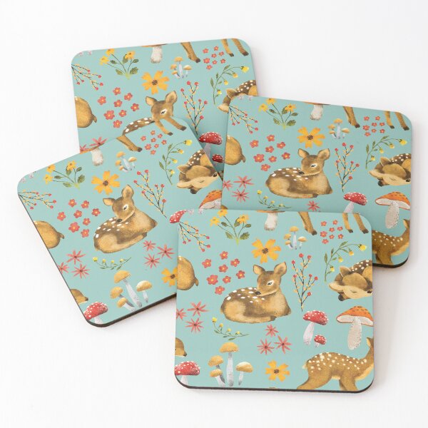 Item preview, Autumn Baby Deer Scene Teal designed and sold by HematiteDesign.