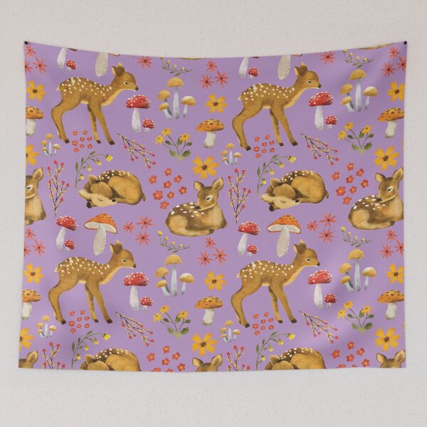 Item preview, Autumn Baby Deer Scene Purple designed and sold by HematiteDesign.