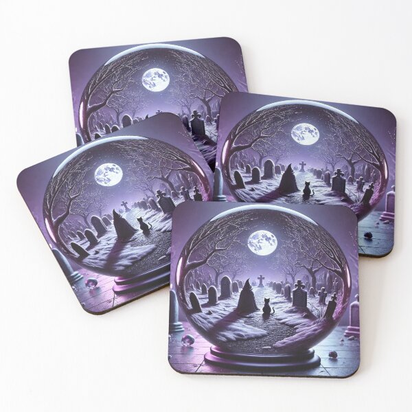 Item preview, Witch and Cat in Purple Crystal Ball Graveyard designed and sold by Meta2Physical.