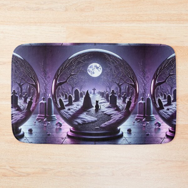 Item preview, Witch and Cat in Purple Crystal Ball Graveyard designed and sold by Meta2Physical.