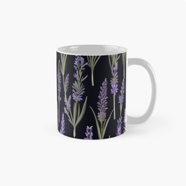 Item preview, Black Background Lavender Herbal Medicine Pattern designed and sold by DreamCraze.