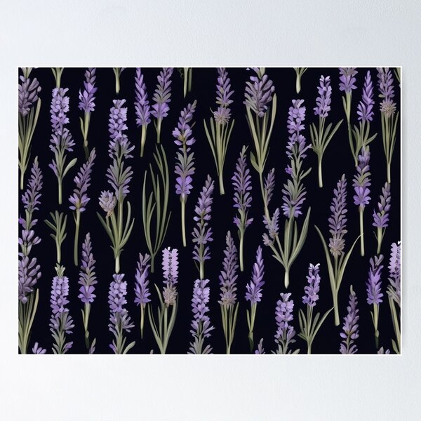 Item preview, Black Background Lavender Herbal Medicine Pattern designed and sold by DreamCraze.