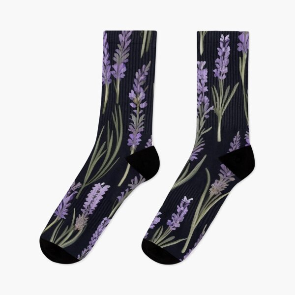 Item preview, Black Background Lavender Herbal Medicine Pattern designed and sold by DreamCraze.