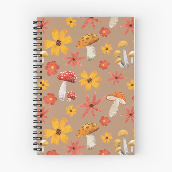 Aperçu de l'œuvre Champignons d'automne et fleurs marron créée et vendue par HematiteDesign.