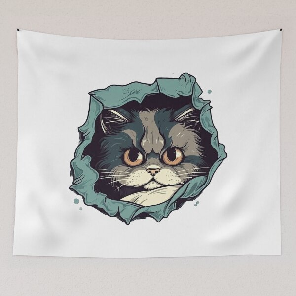 Item preview, Awesome Cat kitten look from torn fabric Hole Cloth Cute Cat Lover Owner designed and sold by ELBERSAID.