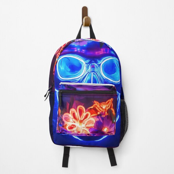Item preview, Neon Skull with Floral Wreath - Electric Goth Streetwear Art designed and sold by Soul-Sparks.