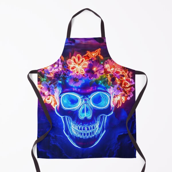 Item preview, Neon Skull with Floral Wreath - Electric Goth Streetwear Art designed and sold by Soul-Sparks.