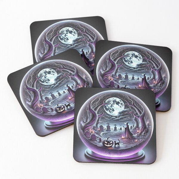 Item preview, Haunted Graveyard Scene: Witch, Cat, and Jack-O'-Lantern Under Full Moon designed and sold by Meta2Physical.