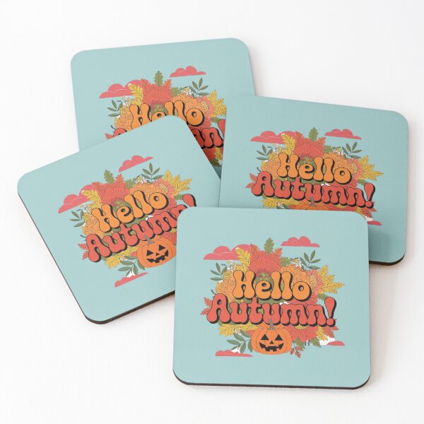 Item preview, Hello Autumn - Carved Pumpkin and Fall Leaves Design designed and sold by pnidesign.