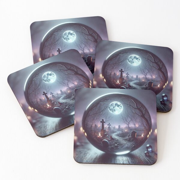 Item preview, Mystical Graveyard Under Full Moon: View Inside a Crystal Ball designed and sold by Meta2Physical.