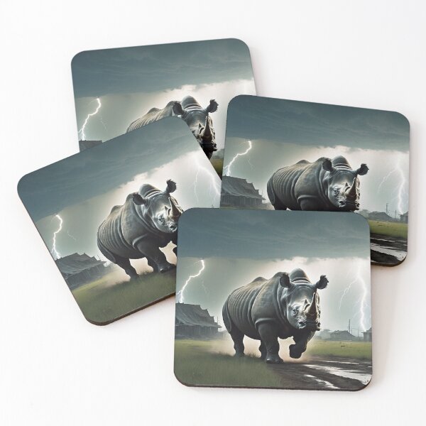Item preview, A rhino with lightning in the background designed and sold by domepicturez.