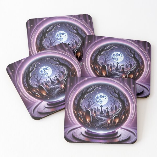 Item preview, Graveyard Under Full Moon: View Through a Purple Crystal Ball designed and sold by Meta2Physical.