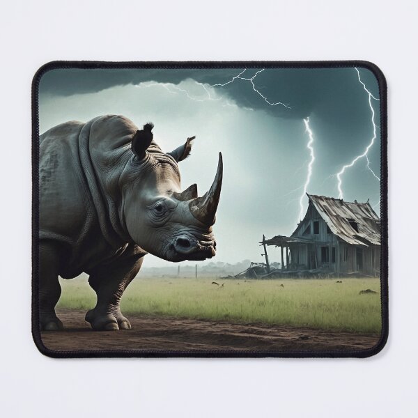 Item preview, A rhino with lightning in the background designed and sold by domepicturez.