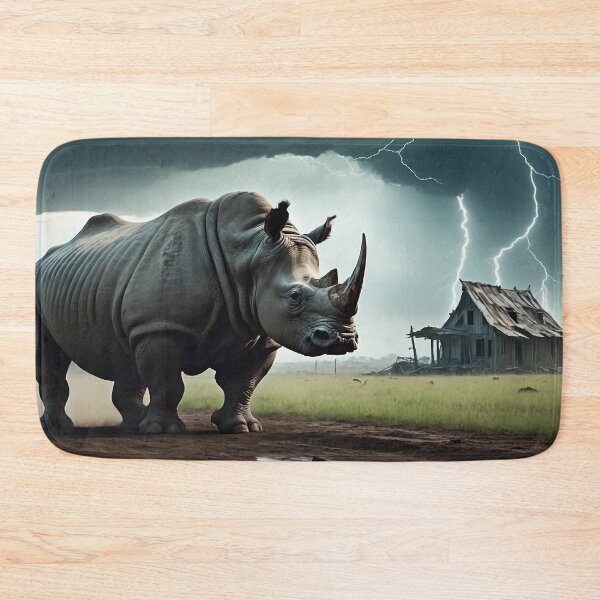 Item preview, A rhino with lightning in the background designed and sold by domepicturez.