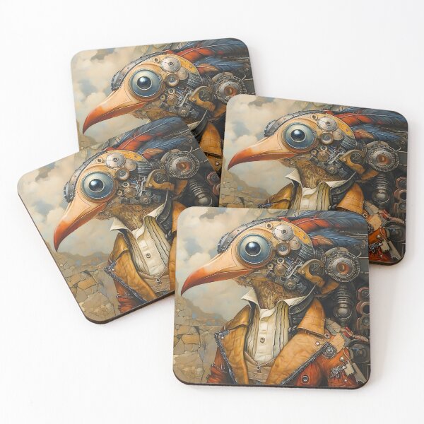 Item preview, Steampunk Smart Bird in Orange Jacket designed and sold by effervescence.