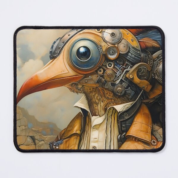 Item preview, Steampunk Smart Bird in Orange Jacket designed and sold by effervescence.