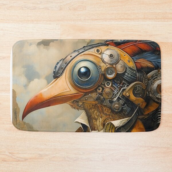 Item preview, Steampunk Smart Bird in Orange Jacket designed and sold by effervescence.