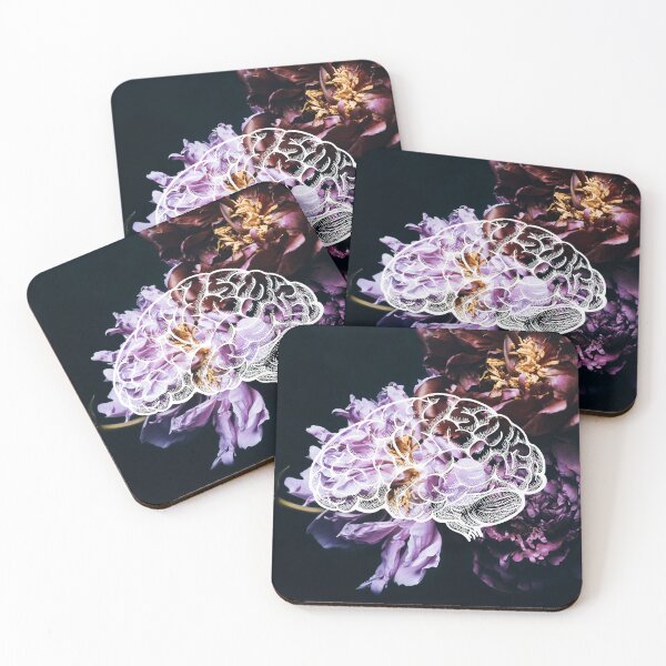 Item preview, Purple Peonies and Brain Flowers Dark Botanical  designed and sold by WildWoodlandWitch.