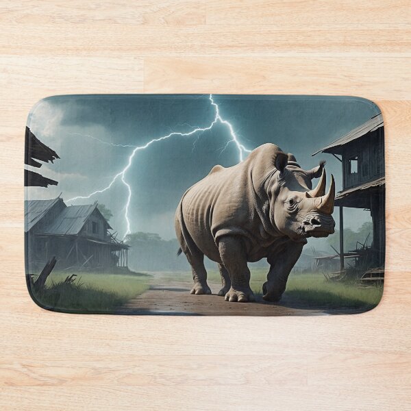 Item preview, A rhino with lightning in the background designed and sold by domepicturez.