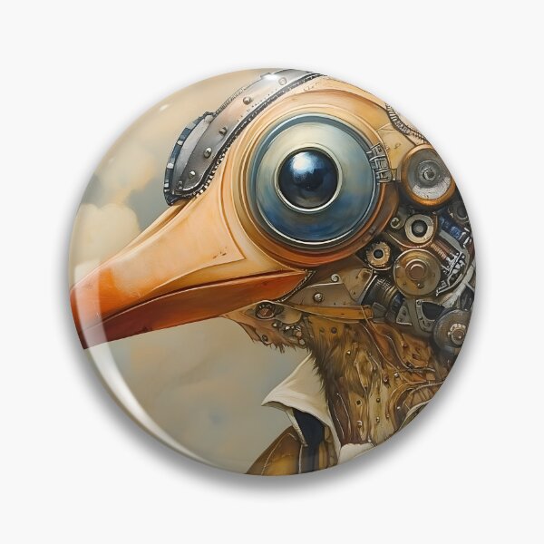 Item preview, Steampunk Smart Bird in Orange Jacket designed and sold by effervescence.