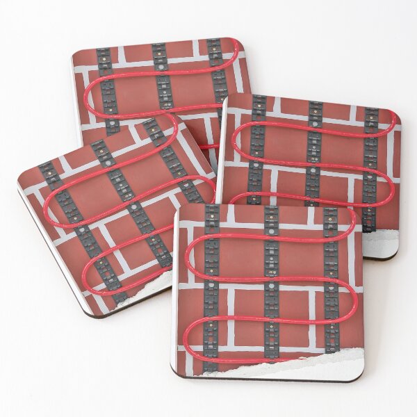Item preview, Red heating Pipes on Patterned Wall designed and sold by urzga.