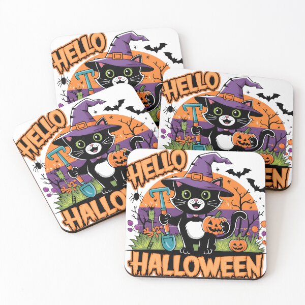 Item preview, Hello Halloween with black cat in garden designed and sold by mbakr1082.