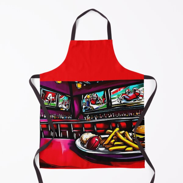 Item preview, Sports Bar with American Football on Screens - Energetic Game Day Art with Burger, Fries, and Beer AI Generated designed and sold by OlfactoART Studio.