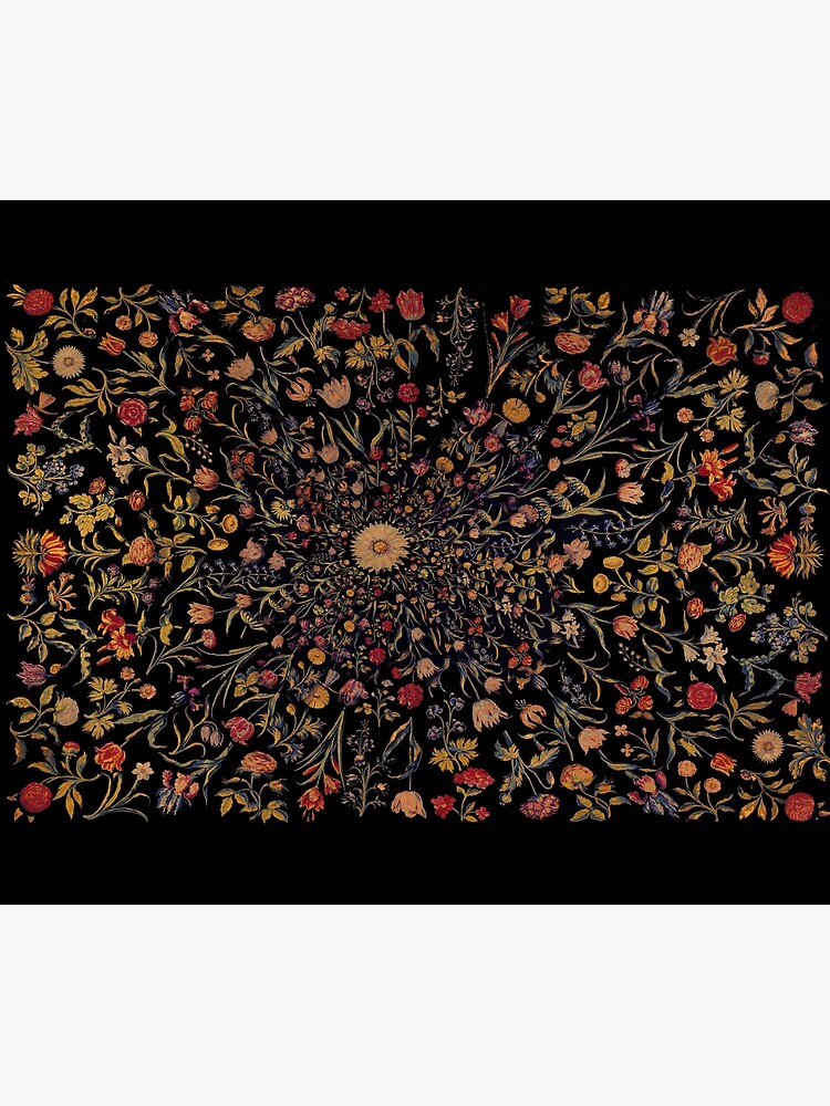 Disover Medieval Flowers on Black Shower Curtain