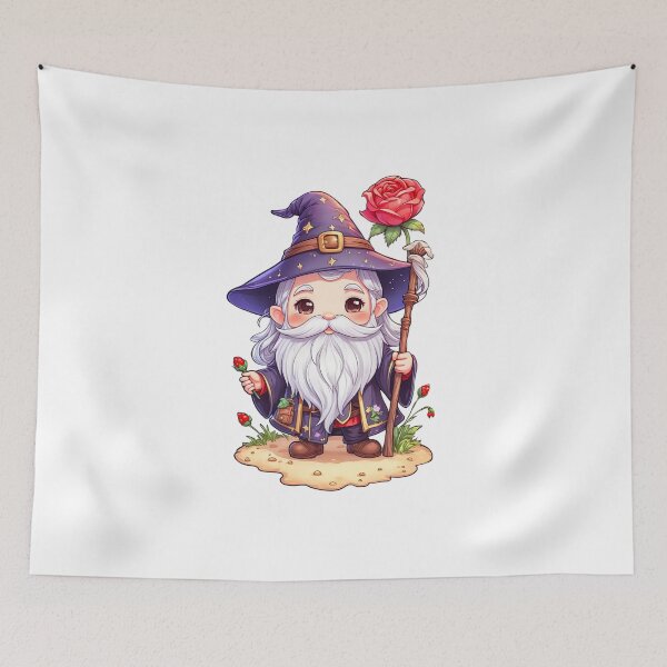 Item preview, Watercolor wizard cartoon holding a rose designed and sold by paiteen09.